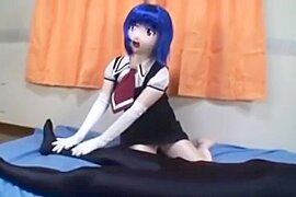 Kigurumi zentai handjob with gloves - free porn video