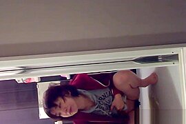 Asian fills glass of piss - free porn video