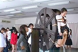japanese schoolgirls punished on waterwheel - free porn video