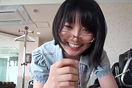 Japanese teen with glasses blowjob with cum in mouth - free porn video