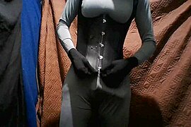 Black Zentai Batgirl cosplay (Cosplay scene only) - free porn video