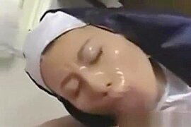 Japanese teen Nun Does Bukkake - free porn video
