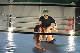 Busty hairy Jap banged in a wrestling ring - free porn video