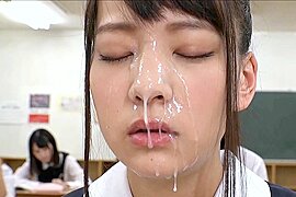 Japanese School teen Bukkake Facial In Class Room - free porn video