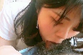 Smartphone personal shooting video of a neat black-haired beauty silently sucking from daytime at home!.462 - free porn video